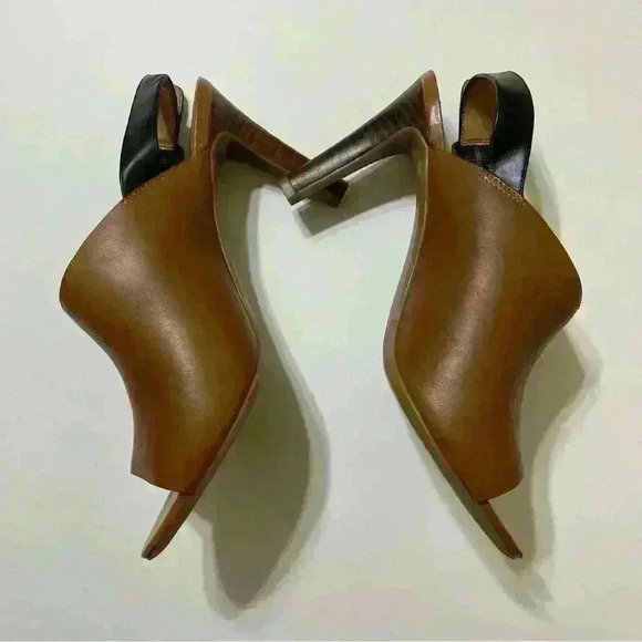 Franco Sarto Quatrain Cross Strap Slingback Heel Brown 9M brown leather hight - Picture 2 of 11